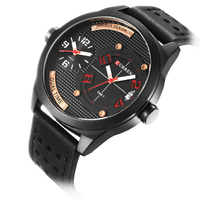 Montre CURREN 8252 à mouvement à quartz tendance, bracelet en cuir, double heure, calendrier, analogique, pour homme, design de créateur
