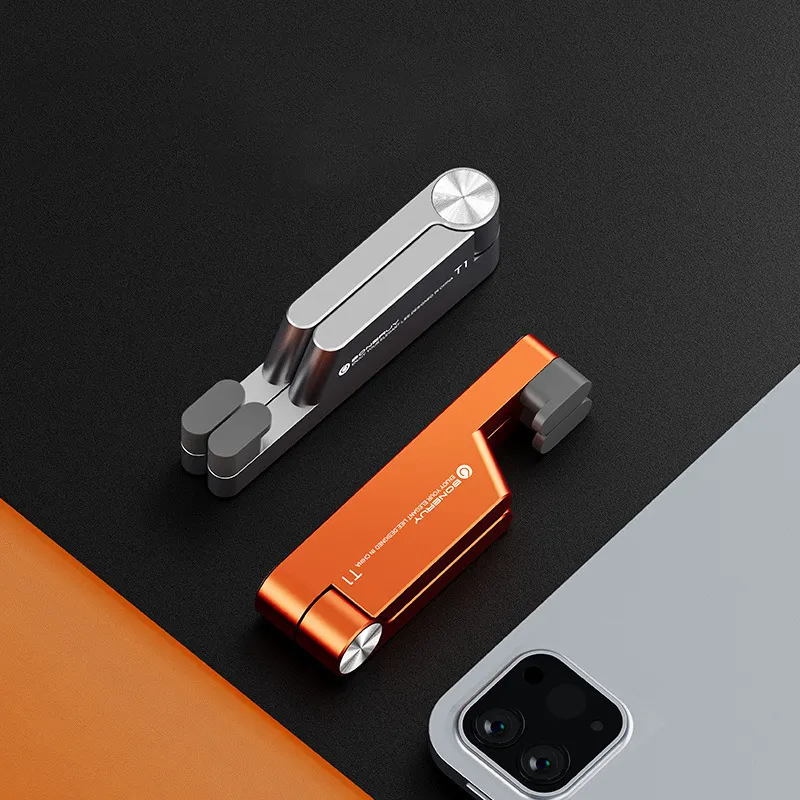 Pemegang ponsel lipat bentuk V aluminium Aloi, pemegang ponsel kecil dan portabel untuk dilipat