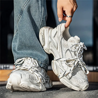 Baskets Chunky Unisexe Personnalisées Style Vintage Délavé à Double Lacet avec Semelle Plateforme en Maille et Semelle Épaisse, Chaussures de Style Urbain