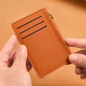 Personalized Name Zipper <b>Wallet</b> for <b>Men</b> Student Id Anti Theft <b>Card</b> Holder Bag Innovative Pu Leather Business Pocket - Product Image 3