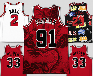 Maglie da basket NBA Chicago <span class=keywords><strong>Bulls</strong></span> personalizzate da uomo, ricamate e cucite, uniformi sportive in rete # 23 Jordan # 33 Pippen # 2 Palloni # 10 DeRoza - Product Image 1