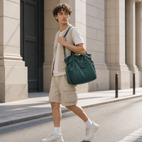 Sac fourre-tout bandoulière en toile lavée écologique pour femme, grande capacité, en tissu durable, motif lettres, ruban personnalisable