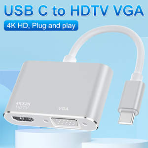 Vendita calda Grey 4K HDTV VGA <span class=keywords><strong>USB</strong></span> C adattatore <span class=keywords><strong>USB</strong></span> Docking Station <span class=keywords><strong>2</strong></span> in 1 per computer portatile Tablet telefono dispositivi mobili - Product Image 6