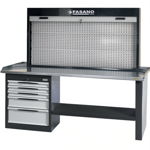 Banco de trabajo Fasano Tools con panel trasero perforado y cajones para uso en taller - Product Image 2