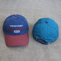 Casquette de baseball en coton lavé à 6 panneaux avec logo brodé personnalisé de haute qualité, visière bicolore, style vintage en denim, vente en gros OEM