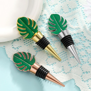 Leaf Shaped <b>Wine</b> Stopper Gold Silver Rose Gold Zinc Alloy Sealing Bottle Stopper For <b>Wine</b> Preservation - Product Image 2