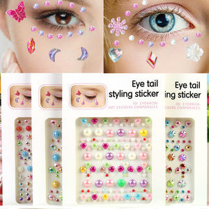 Accesorios <span class=keywords><strong>de</strong></span> maquillaje <span class=keywords><strong>de</strong></span> Ojos <span class=keywords><strong>de</strong></span> diamante <span class=keywords><strong>de</strong></span> color AB Maquillaje facial Pegatinas <span class=keywords><strong>de</strong></span> diamantes Escenario para niños Pegatinas faciales - Product Image 1
