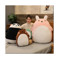 Couverture en flanelle super douce en forme d'ours panda ou de lapin en peluche, rembourrage en coton PP, techniques de broderie, anti-stress, emballage en sac OPP