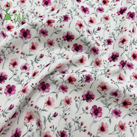 Tissu extensible en polyester et élasthanne à imprimé floral Ditsy, texture crêpe, tissé, pour robes et usage domestique