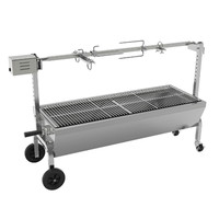 Chariot Charbon de bois Grande zone de cuisson Barbecue en acier inoxydable avec rôtissoire pour barbecue robuste Portable