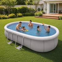 Piscine hors sol ovale en acier de 5,4x3,02x1,22m pour jardin familial, grande piscine hors sol pour l'extérieur, vente en gros