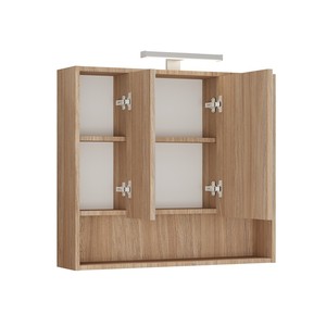 Kamalu 80 cm <b>Light</b> Oak <b>Bathroom</b> Mirror Cabinet LAC-IRIDE-80 Rectangular Vanity Illuminated with LED Touch <b>Switch</b> IP44 Rating - Product Image 2