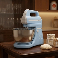 Batteur sur socle électrique 300W 5 vitesses, en acier inoxydable, avec bol mélangeur 4,5L, crochet pétrisseur, tête inclinable et éjecteur de fouets pour