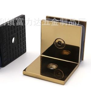 Stainless Steel 90 Degree Glass Clip <b>Square</b> Partition Bracket Screw In Black Finish Bath Hardware - Product Image 4