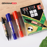 Marqueur permanent imperméable à l'encre solide Genvana à double tête rechargeable 6,0/1,5 mm pour CD avec 12 couleurs