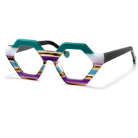 Monturas ópticas irregulares de acetato de laminación a la moda para mujer, monturas ópticas para todas las caras con Templo de primavera, novedad de