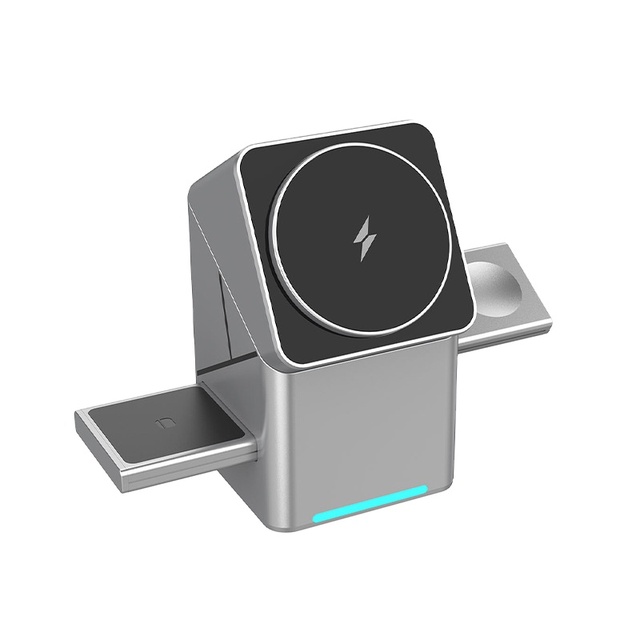 MQ Rotatable Magic Cube 3 In 1 Magnetic Wireless Charging Stand 15W Fast Charger For IOS System And Samsung Phones Watches