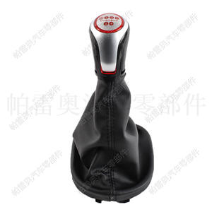 Pareo – pommeau de levier de vitesse en cuir, 5 vitesses, cercle rouge, ligne noire, pour Volkswagen Golf 6 Caddy - Product Image 5