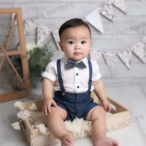 Ropa personalizada para bebés y niños, <span class=keywords><strong>traje</strong></span> de moño, Pelele con tirantes, pantalones cortos, esmoquin de boda, ropa de <span class=keywords><strong>bautizo</strong></span> para pastel y Smash - Product Image 5