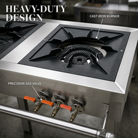 Cuisinière à gaz Wok, cuisinière chinoise, équipement de cuisine commerciale, 2 brûleurs, comptoir en acier inoxydable