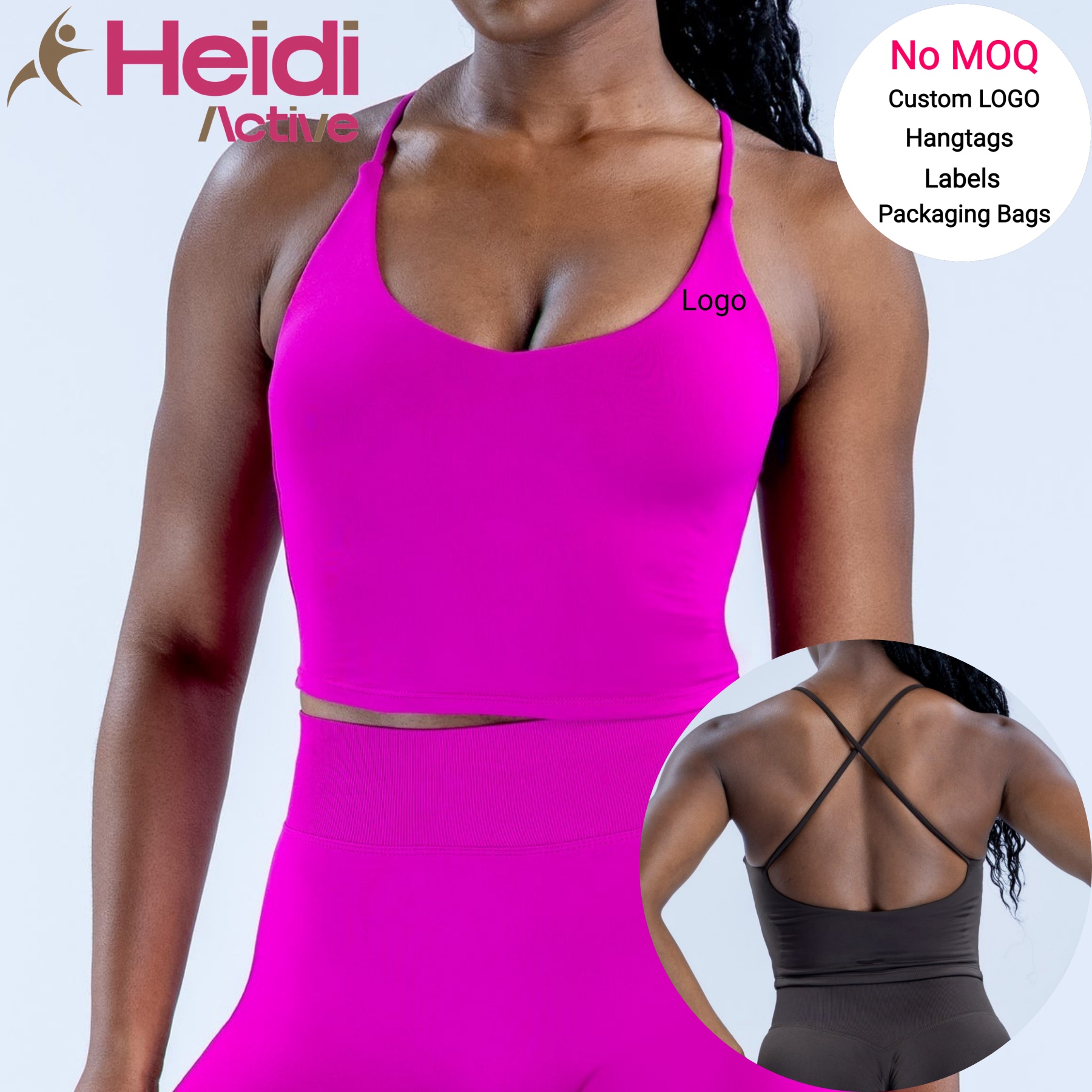 Customized Logo Casual Wear Sports Vest Nude Sense Slim Fit High Stretch Seamless U Neck Cross Strap Yoga Tank Top