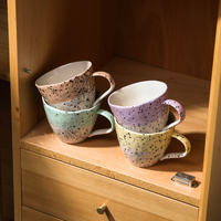 Nouveaux produits populaires : Tasse à café et à lait émaillée Splash-ink, tasses artisanales pour la maison, tasse en céramique avec poignée