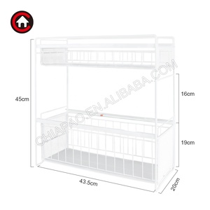 Armoire coulissante multi-usage à 2 niveaux, support de <span class=keywords><strong>rangement</strong></span> <span class=keywords><strong>sous</strong></span> l'évier, organisateur pour la cuisine et la salle de bain - Product Image 5