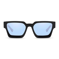 Vente en gros de lunettes de soleil vintage à monture carrée surdimensionnée en acétate, verres optiques colorés, UV400, unisexe pour tous les visages