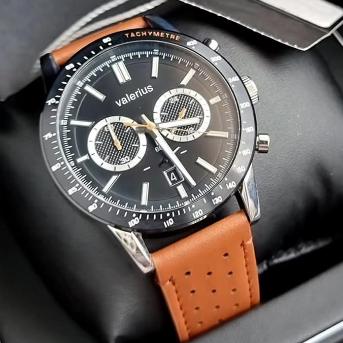 Valerius Men's Chronograph Quartz Watch 46mm Tachymeter Bezel Date ...