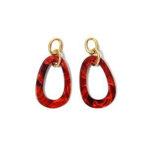 Pendientes de Moda con Diseño de Caparazón de Tortuga Rojo, Chapados en Oro, Acero Inoxidable 316L, Sostenibles y Resistentes - Product Image 1