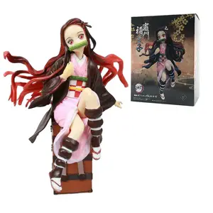 YMJ 17CM PVC Anime démon Slayer Kamado Nezuko assis sur la boîte figurine d'action Statue Collection jouet modèle poupée cadeaux