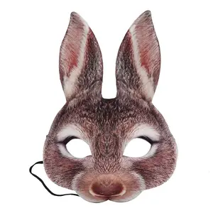 EVA yarım yüz tavşan maskesi yetişkin cadılar bayramı hayvan baş maskesi parti Cosplay maske paskalya karnavalı Masquerade aksesuarları