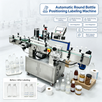 Machine d'étiquetage automatique de bouteilles rondes en acier inoxydable, 30 pièces par minute, pour le vin, la confiture, les boissons