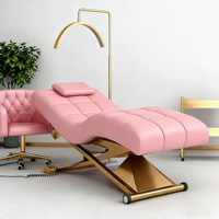 Table de massage électrique Meientai noire en forme de S pour cils, tatouage, esthétique, courbée et réglable pour salon, spa et soins du visage