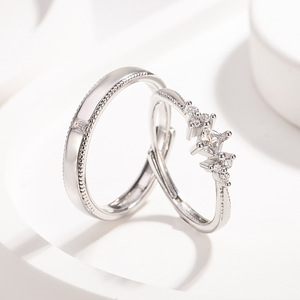 Anéis de Casal Banhados a Ouro Joias de Casal com Diamante para Mulheres e Homens Anéis Ajustáveis com Zircônia Brilhante - Product Image 2