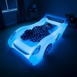 Light Up Blue Race Car Shaped Kids <b>Inflatable</b> Travel Bed for Toddlers Camping Home(<b>Large</b>) - Product Image 3