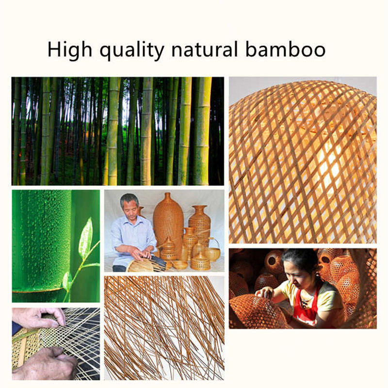 Restaurant Wooden Hanging Lights Rattan Bamboo Handmade Pendant Lamps Wooden Home Decoration Dining Light Lamp