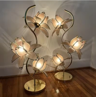 Lampe de table moderne flexible Lotus LED en fer et verre, à intensité variable et température de couleur multiple, pour salon, chambre, bureau