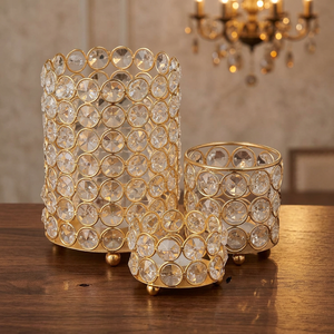 Support de bougie chauffe-plat de luxe en cristal et métal doré, élégant et décoratif, avec accents de cristal étincelants et de qualité supérieure - Product Image 6