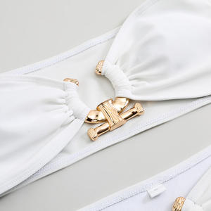 Baju Renang Wanita Model V-Neck Berlubang 2 Potong dengan Tali Serut dan Logo Kustom Liu Ming - Product Image 6