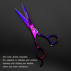 Ciseaux de coiffure Skywalker électroplaqués violet 6 pouces pour gaucher, ciseaux plats droits, ciseaux à dents, ciseaux à effiler les cheveux - Product Image 2