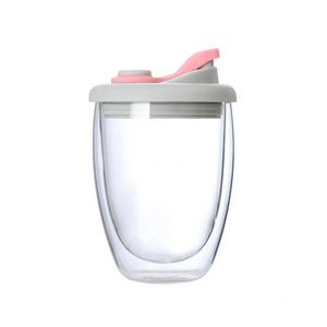 Taza de café y leche de doble capa de vidrio de borosilicato alto con forma de huevo y tapa de silicona, creativa para el hogar, con aislamiento térmico para zumos. - Product Image 5