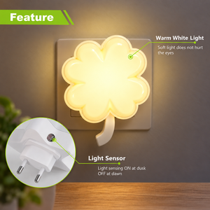 Lámpara de Noche LED con Forma de Trébol, Luz Blanca Cálida de 2700K, para Baño y Pasillo, Venta al Por Mayor - Product Image 1