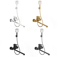 Robinetterie de douche murale moderne en laiton brossé doré, ensemble de douche avec jet de pluie doux, robinet de baignoire