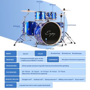 GE1335 Juego de Batería Acústica de 5 Piezas Directo de Fábrica con Certificación CE, Diseño Compacto para Principiantes y Profesionales - Product Image 2