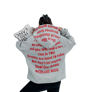 Conjuntos de Sudadera con Capucha y Pantalones Deportivos Acampanados con Cierre y Lavado Ácido Personalizados para Invierno, Sudaderas con Capucha Gráficas Bordadas para Hombre y Mujer - Corte Holgado 320G - Product Image 2