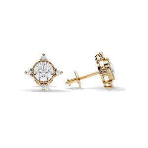 Round Brilliant Diamond Gold Plated <b>Stud</b> <b>Earrings</b> Premium 925 Sterling <b>Silver</b> Elegant Luxury Fine Jewelry for Women - Product Image 6