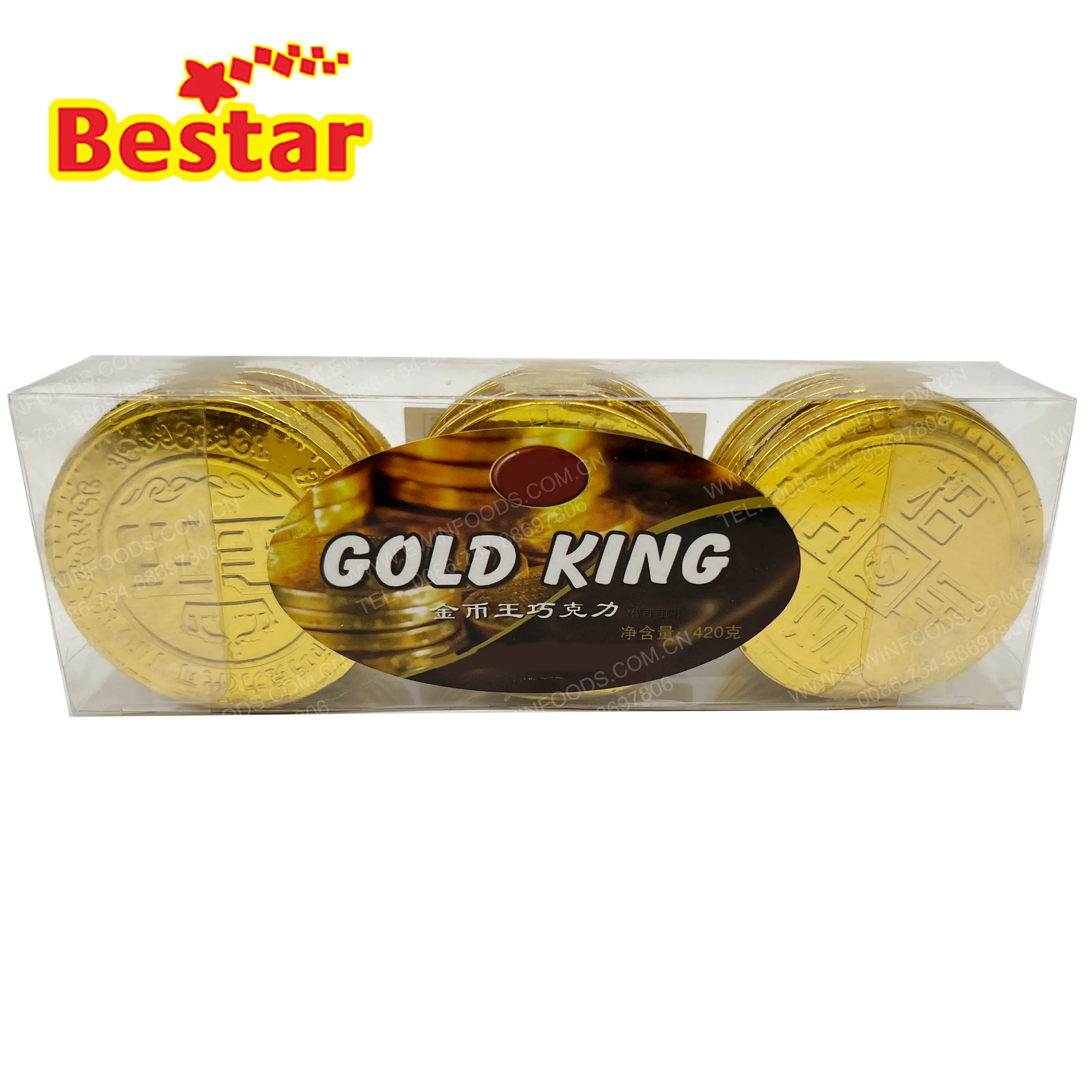 Popular Chinese classic chocolate sweets gold coin shape chocolate candy chocolates in foil wrapping
