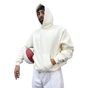 POD Service 600 Gsm Hoodie 100% Coton Unisexe Blanc Lourd Français Terry Sans Cordon Plaine Hoodies - Product Image 1