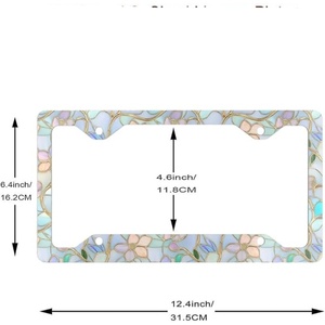 Cornice Personalizzata per Targa <span class=keywords><strong>Auto</strong></span> in Acciaio Inox con Vetro Colorato Stile Americano e Motivi Floreali, Progettata per Donne - Product Image 2